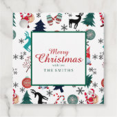 Santa Claus Reindeer Pine Trees Mittens Geschenkanhänger (Vorderseite)