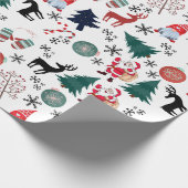 Santa Claus Reindeer Pine Trees Mittens Geschenkpapier (Ecke)