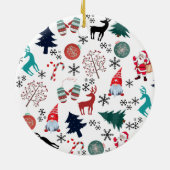 Santa Claus Reindeer Pine Trees Mittens Keramik Ornament (Hinten)