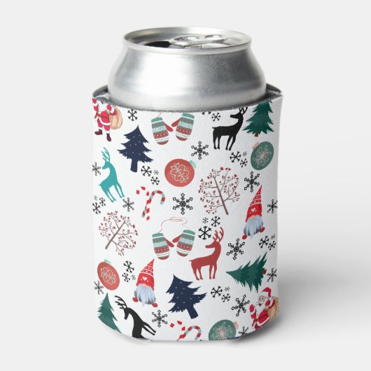 Santa Claus Reindeer Pine Trees Mittens Muster Dosenkühler (Kanne Vorderseite)