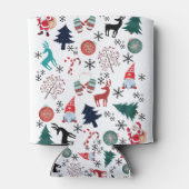 Santa Claus Reindeer Pine Trees Mittens Muster Dosenkühler (Rückseite)