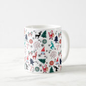 Santa Claus Reindeer Pine Trees Mittens Muster Kaffeetasse (VorderseiteRechts)