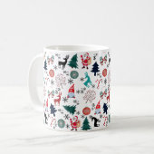 Santa Claus Reindeer Pine Trees Mittens Muster Kaffeetasse (Vorderseite Links)