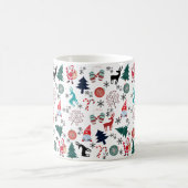 Santa Claus Reindeer Pine Trees Mittens Muster Kaffeetasse (Mittel)