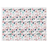 Santa Claus Reindeer Pine Trees Mittens Tischdecke (Vorderseite (Horizontal))