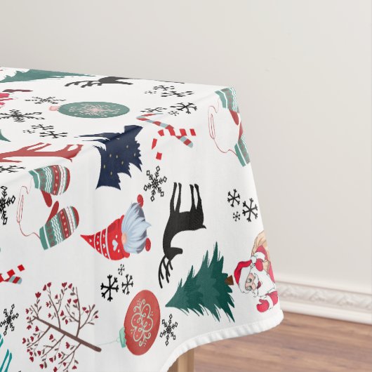 Santa Claus Reindeer Pine Trees Mittens Tischdecke (Beispiel)
