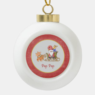 Santa Claus Reindeer Sleier Jahr Name Custom Keramik Kugel-Ornament