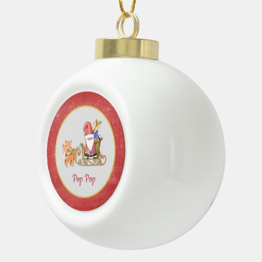Santa Claus Reindeer Sleier Jahr Name Custom Keramik Kugel-Ornament (Rechts)