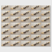  Santa Claus Reindeer Sleigh Gold Stars Christmas Geschenkpapier (Flach)