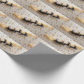  Santa Claus Reindeer Sleigh Gold Stars Christmas Geschenkpapier (Ecke)