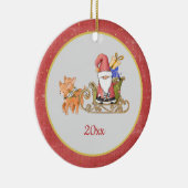 Santa Claus Reindeer Sleigh Jahr Name Keramik Ornament (Rechts)