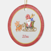 Santa Claus Reindeer Sleigh Jahr Name Keramik Ornament (Links)