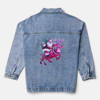 Santa Claus Reindeer Women's Denim Jacket Jeansjacke