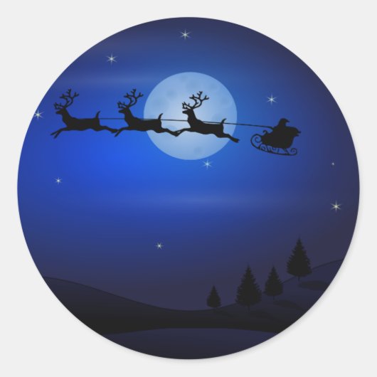 Santa Claus Reindeers Moon Claus Santa Silhouette Runder Aufkleber (Vorderseite)