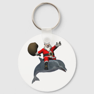 Santa Claus Reiten auf dem Dolphin Schlüsselanhänger