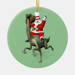 Santa Claus reiten auf Gallimimus Keramik Ornament