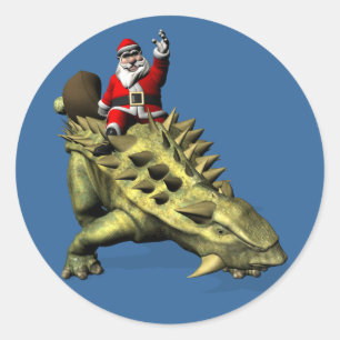 Santa Claus reiten auf Talarurus Runder Aufkleber