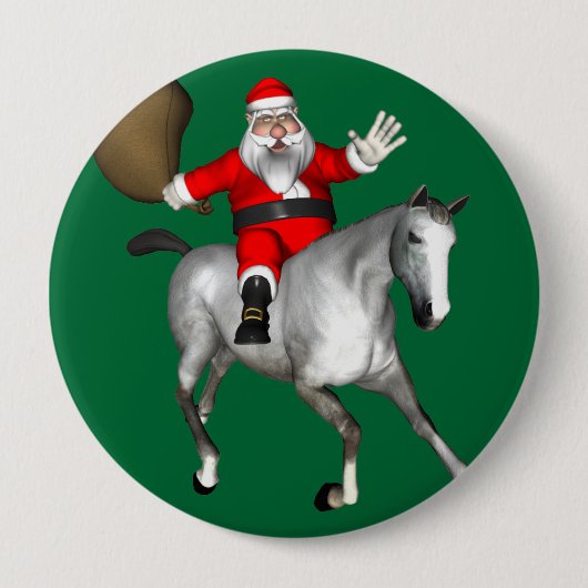 Santa Claus Reiten Button (Vorderseite)