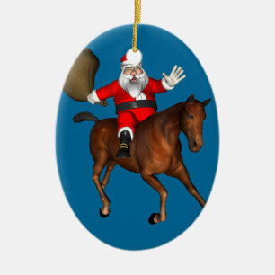 Santa Claus Reiten Keramik Ornament