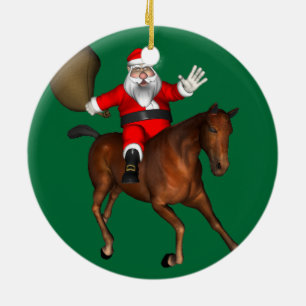 Santa Claus Reiten Keramik Ornament