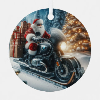 Santa Claus Reiten mit einem BMW Motorrad Schlitte Ornament Aus Metall