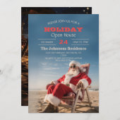 Santa Claus Relaxen auf der Strandstube Einladung (Vorne/Hinten)
