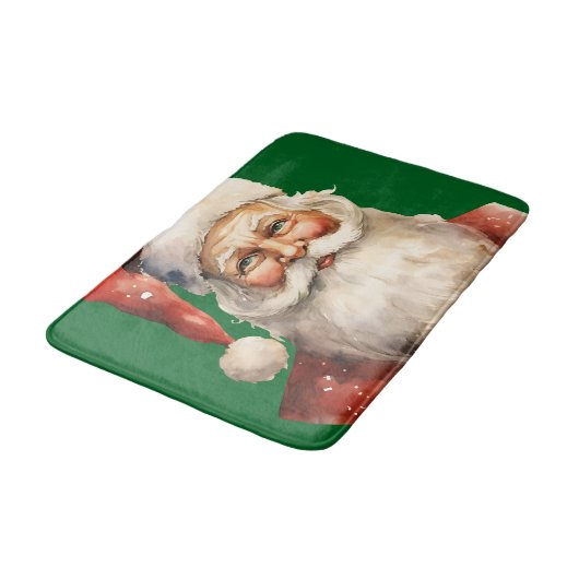 Santa Claus Retro Christmas Badematte (Schrägansicht)