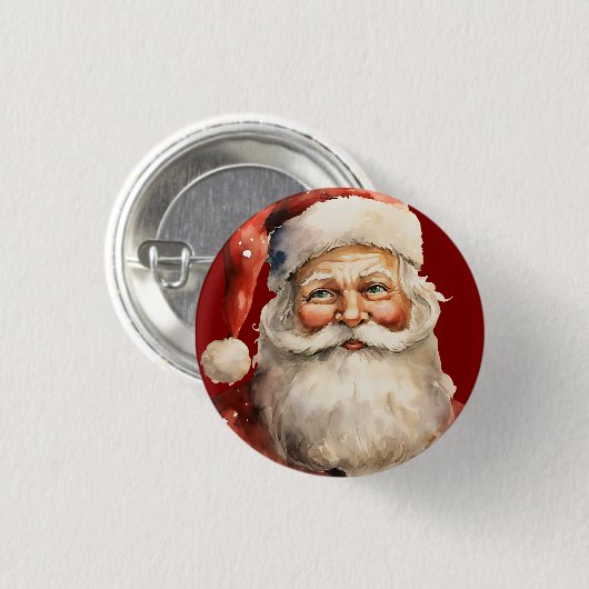 Santa Claus Retro Christmas Button (Vorne & Hinten)