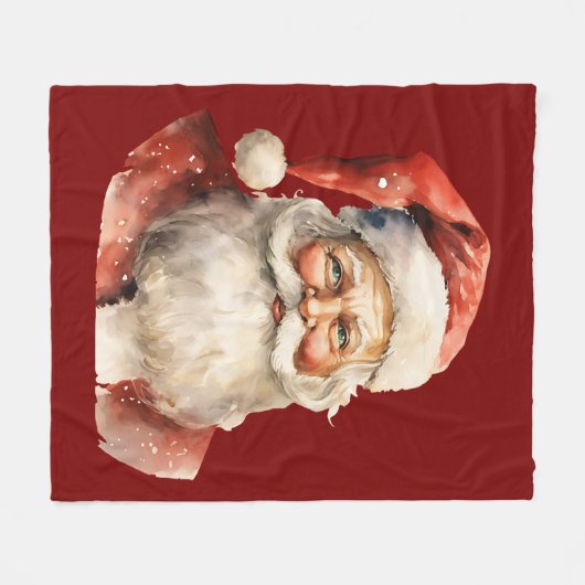 Santa Claus Retro Christmas Fleecedecke (Vorderseite (Horizontal))