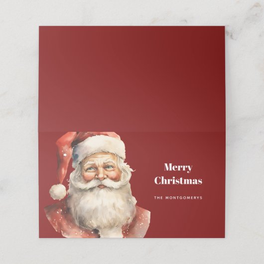 Santa Claus Retro Christmas Platzkarte (Außenseite Aufgefaltet)