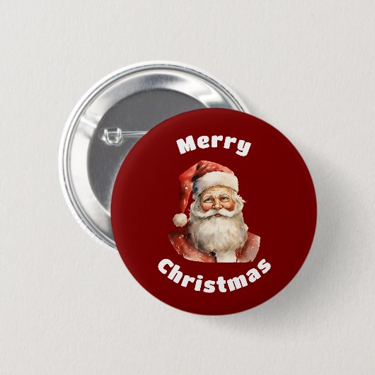Santa Claus Retro Merry Christmas Button (Vorne & Hinten)