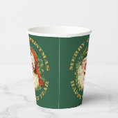 Santa Claus Retro Wreath Holiday Pappbecher (Rechts)