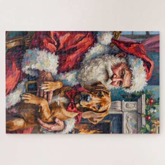 Santa Claus Rhodesian Ridgeback Christmas Art Puzzle (Horizontal)