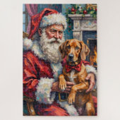 Santa Claus Rhodesian Ridgeback Christmas Art Puzzle (Vertikal)