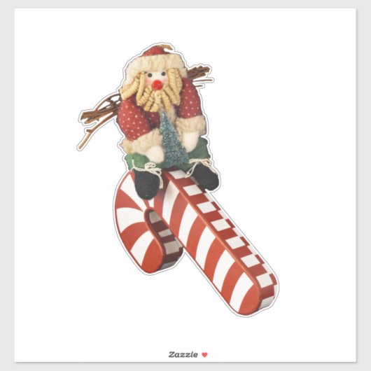 Santa Claus rides a candy cane slide fun Aufkleber (Blatt)