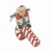 Santa Claus rides a candy cane slide fun Aufkleber (Vorderseite)