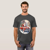 Santa Claus rides in a convertible car retro frien T-Shirt (Vorne ganz)