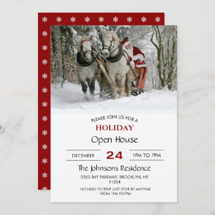 Santa Claus rides in a Horse sleigh Einladung