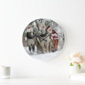 Santa Claus rides in a Horse sleigh Große Wanduhr (Zuhause)