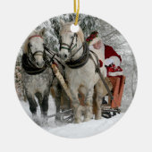 Santa Claus rides in a Horse sleigh Keramik Ornament (Vorne)