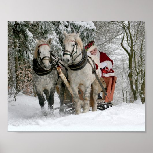 Santa Claus rides in a Horse sleigh Poster (Vorne)