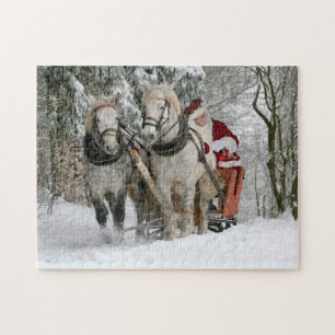 Santa Claus rides in a Horse sleigh Puzzle