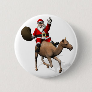 Santa Claus Riding A Camel Button