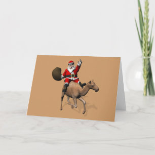Santa Claus Riding A Camel Feiertagskarte