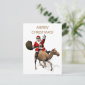 Santa Claus Riding A Camel Feiertagspostkarte (Stehend Vorderseite)
