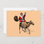 Santa Claus Riding A Camel Feiertagspostkarte (Vorne/Hinten)