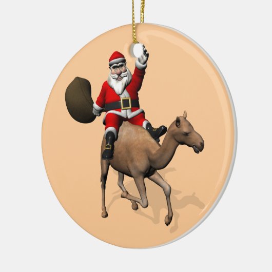 Santa Claus Riding A Camel Keramikornament (Links)