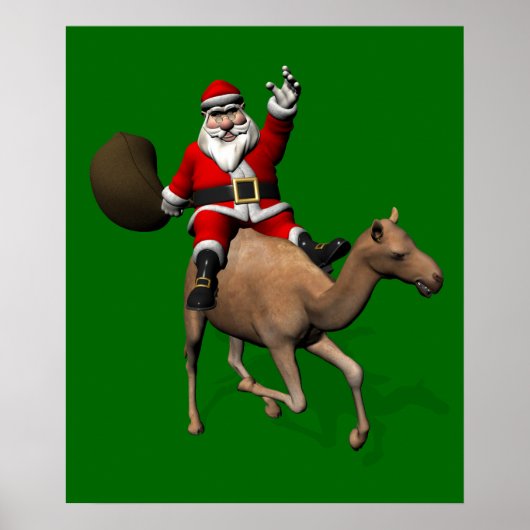 Santa Claus Riding A Camel Poster (Vorne)