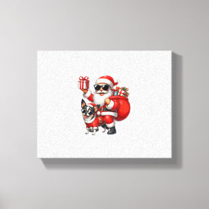 Santa Claus Riding a Chihuahua Dog Weihnachtsjunge Leinwanddruck