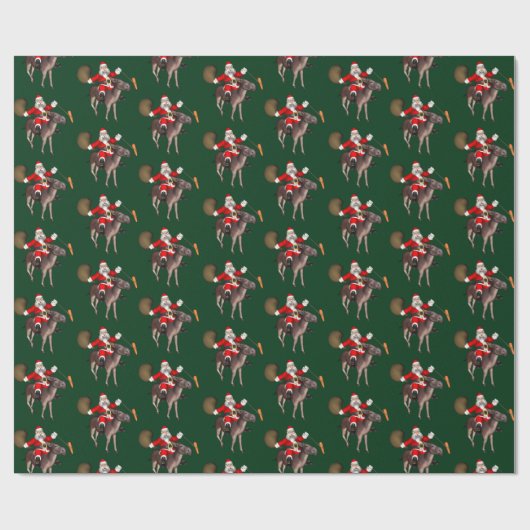 Santa Claus Riding A Donkey Geschenkpapier (Flach)